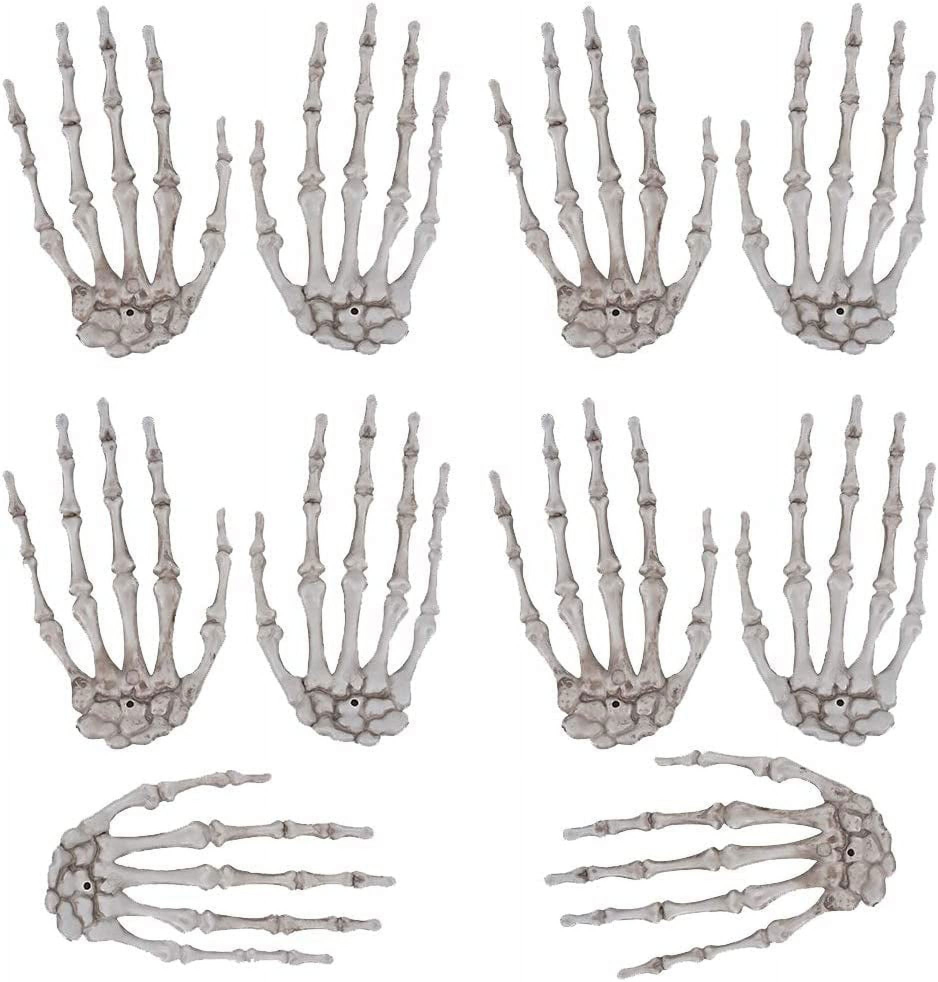 5 Pairs Halloween Skeleton Hands Realistic Plastic Fake Hands for