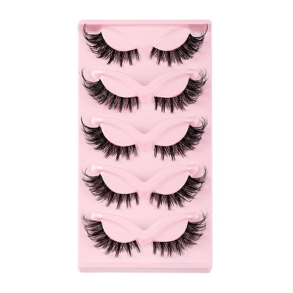 5 Pairs Handmade 3D Half False Eyelashes Natural Fluffy Reusable Small Clusters Black
