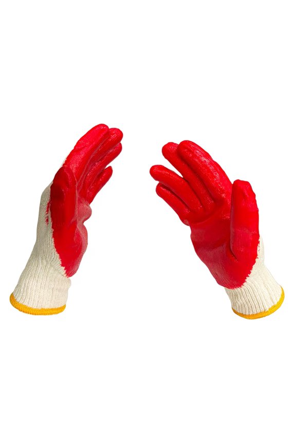 5 Pairs Heavy Duty Latex Coated Work Gloves - Medium Size, Non-Slip and Abrasion Resistant for Construction, Warehouse, Gardening, and DIY Projects
