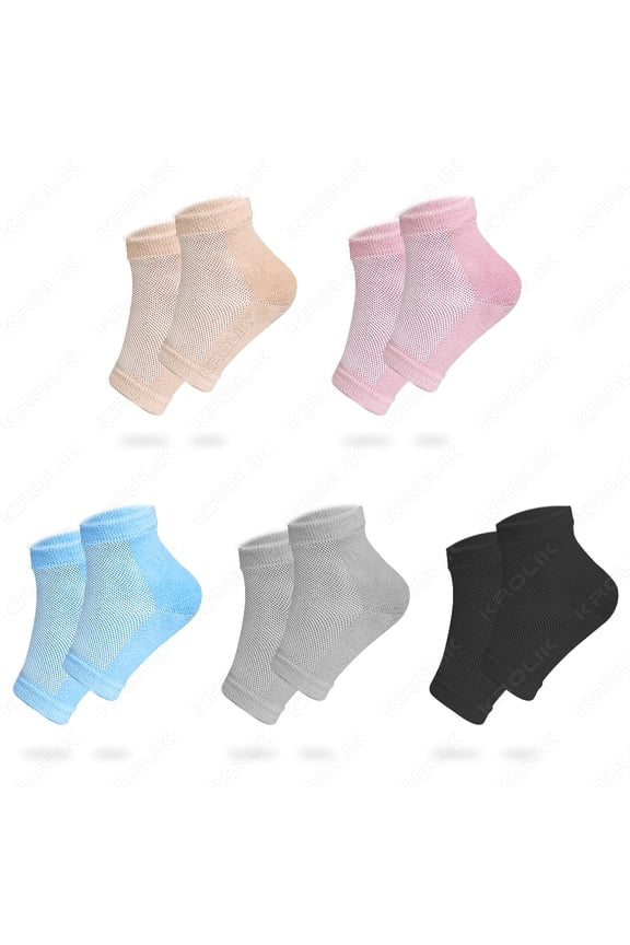 5 Pairs Heel Socks Feet Skin Care Colorful Silicone Moisturizing Gel Cracked Dry Heel Repair Protectors Plantar Fasciitis Inserts Pads