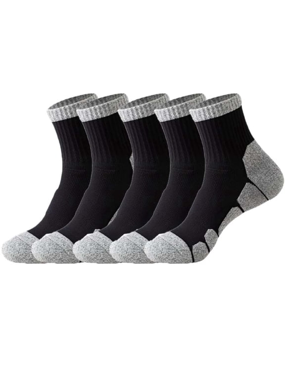 5 Pairs Hiking Socks for Women Men Thick Cotton Cushion Ankle Athletic Running Socks