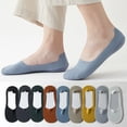 thumbnail image 1 of 5 Pairs Ice Silk No-Show Socks for Men, Ultra-Thin Breathable Liners with Cotton Sole & Non-Slip Grip for Summer Loafers & Sneakers Dark Green, 1 of 4