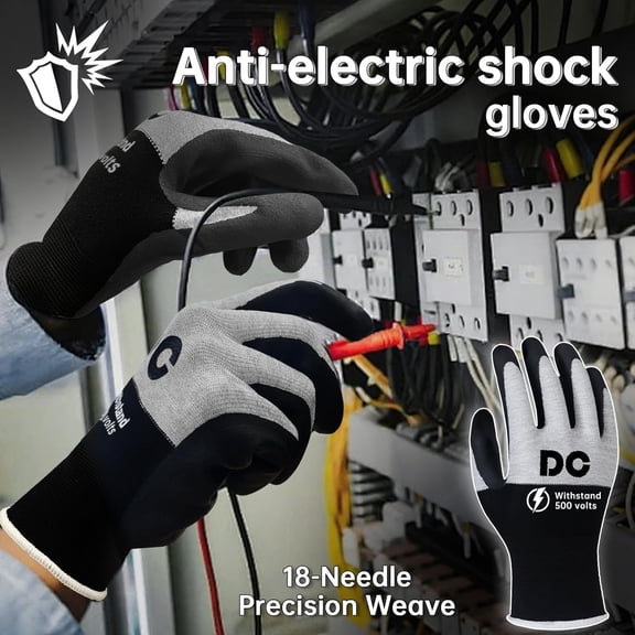 5 Pairs Insulated Electrician Gloves 500V Touch-Screen Voltage/Flame Retardant Work Gloves, Electrical Rubber Non-slip Texture Design for Electricians Prevent Shock