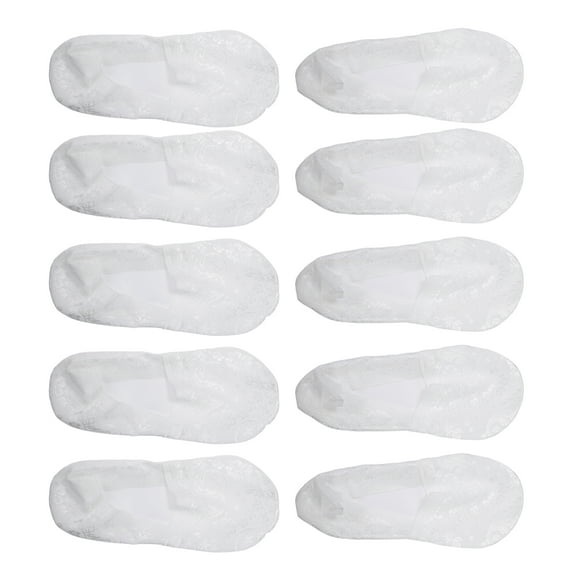 5 Pairs Invisible Deep Mouth Lace Socks Sexy Fashion Breathable Soft No Show Socks for Women White