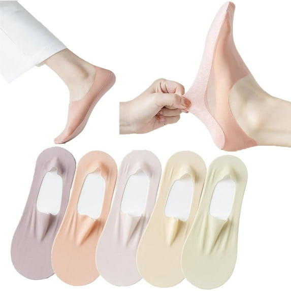 5 Pairs Invisible Ice Silk Breathable Socks,No Show Socks Ultra Low Cut Liner Socks Non Slip Hidden for Womens sock