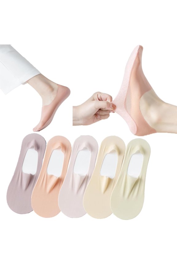 5 Pairs Invisible Ice Silk Breathable Socks,No Show Socks Ultra Low Cut Liner Socks Non Slip Hidden for Womens sock