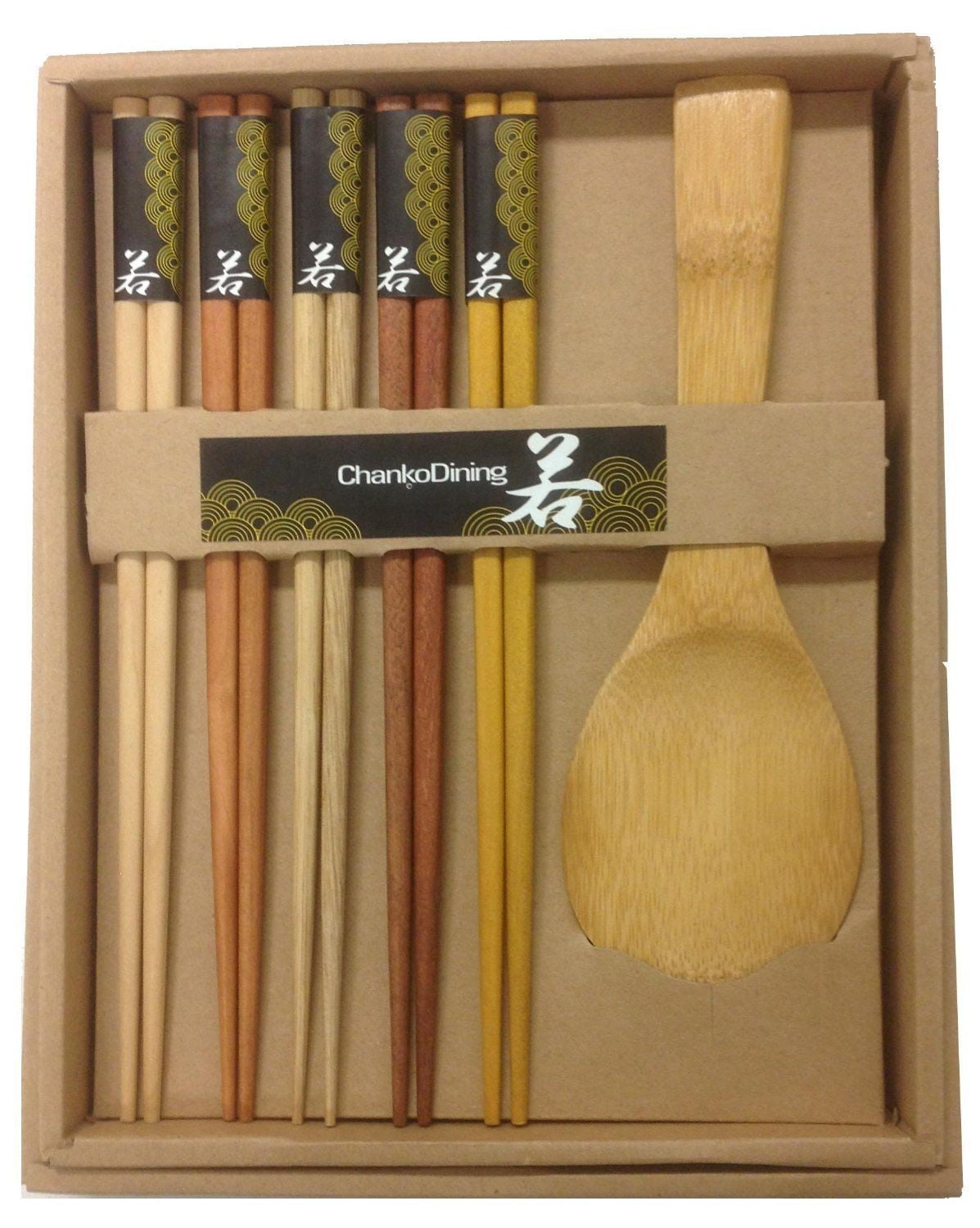 5 Pairs Japanese Chopsticks + Rice Paddle in a nice box Gift Set D13265