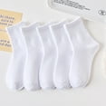 thumbnail image 1 of 5 Pairs Kids Athletic Crew Socks Boys Girls Cotton School Uniform Casual Basic Socks White, 1 of 7
