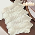 thumbnail image 1 of 5 Pairs Kids Socks for Girls Comfortable Mid Calf Style Summer Socks with Ruffled Edge for Big Kids Breathable Lightweight Design for Everyday Casual Wear, 1 of 8