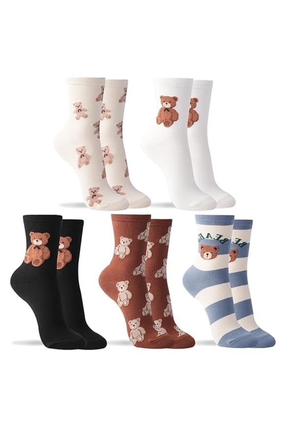 5 Pairs Ladies Casual Socks with Fruit and Animal Graphics - Soft Combed Cotton, Reinforced Heel & Toe - Fun Novelty Ankle Socks Gift Set for Women