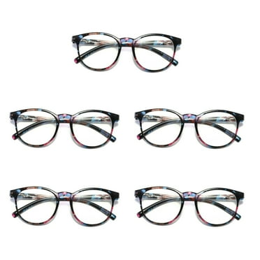 5 Pairs Ladies Womens Round Big Frame Blue Light Blocking Reading Glasses Spring Hinge Readers +0.75