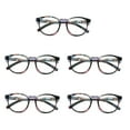 thumbnail image 1 of 5 Pairs Ladies Womens Round Big Frame Blue Light Blocking Reading Glasses Spring Hinge Readers +1.00, 1 of 6