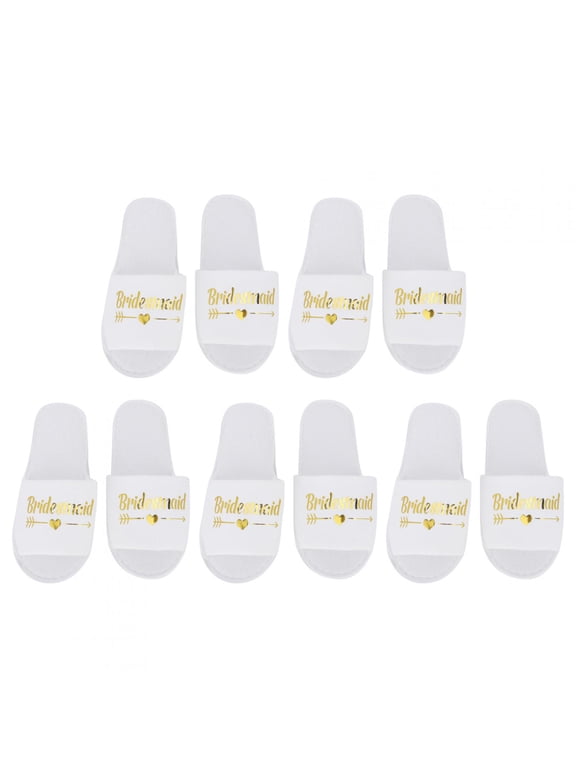 5 Pairs Letters Print Disposable Slippers for Wedding Party Photography Props Spa Slippers for Bachelorette Party Wedding[Bridesmaid]