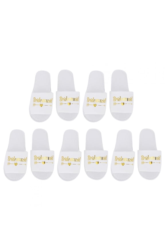 5 Pairs Letters Print Disposable Slippers for Wedding Party Photography Props Spa Slippers for Bachelorette Party Wedding[Bridesmaid]