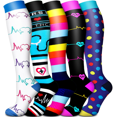thumbnail image 1 of 5 Pairs Medical Sport Compression Socks - 15-20mmhg Graduated Knee-High Support for Men & Women, Ideal for Soccer, Running, and Nurses, 1 of 7