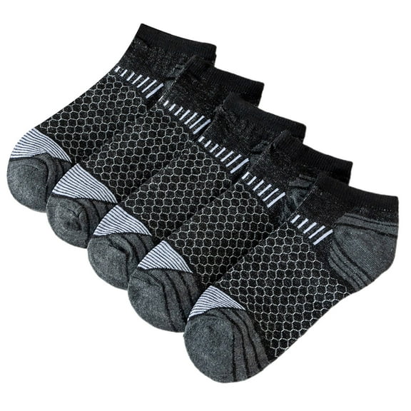 5 Pairs Men Basketball Socks Sweat Absorbent Moisture-wicking Breathable Socks Low-Cut Anti-slip Ankle Socks for Daily Wear Sports Yoga