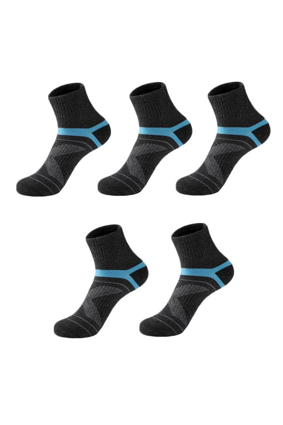 5 Pairs Men Breathable Mid Calf Sports Socks Anti Slip Sweat Wicking Thickened Basketball Running Socks