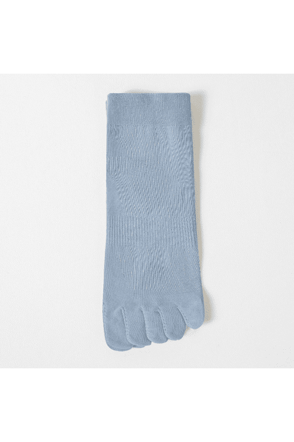 5 Pairs Men Cotton Mid Calf Toe Socks Stretch Toe Separator Sports Short Socks