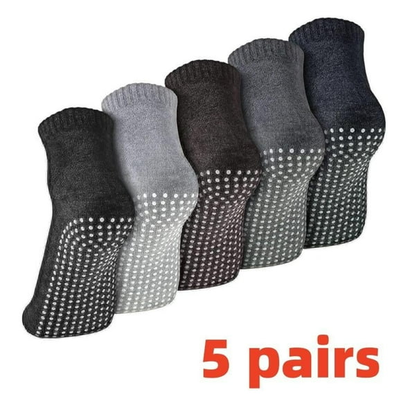 5 Pairs Men Non Slip Socks Women Anti Skid Slipper Barre Socks with Cushion Unisex for Yoga Pilates Barre Home Workout