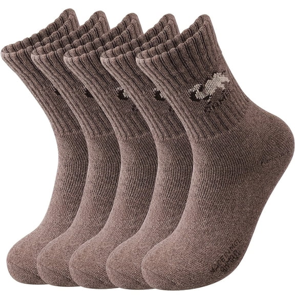 5 Pairs of Men'S Velvet Socks | Autumn And Winter Thickened Mid-Tube Camel Pattern Socks with Plus Velvet, Warm Terry, Suitable for Outdoor Hiking And Mountaineering, Ideal Gift for Men And Dads