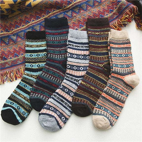 5 Pairs Men Socks Colorful Novelty Socks Super Thick Thermal Hiking Winter Warm Boot Heavy Soft Cozy Socks for Men & Women
