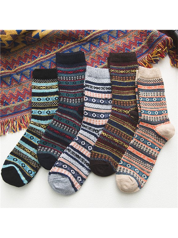 5 Pairs Men Socks Colorful Novelty Socks Super Thick Thermal Hiking Winter Warm Boot Heavy Soft Cozy Socks for Men & Women