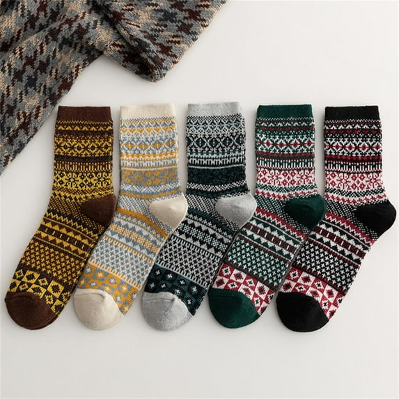 5 Pairs Men Socks Colorful Novelty Socks Super Thick Thermal Hiking Winter Warm Boot Heavy Soft Cozy Socks for Men & Women