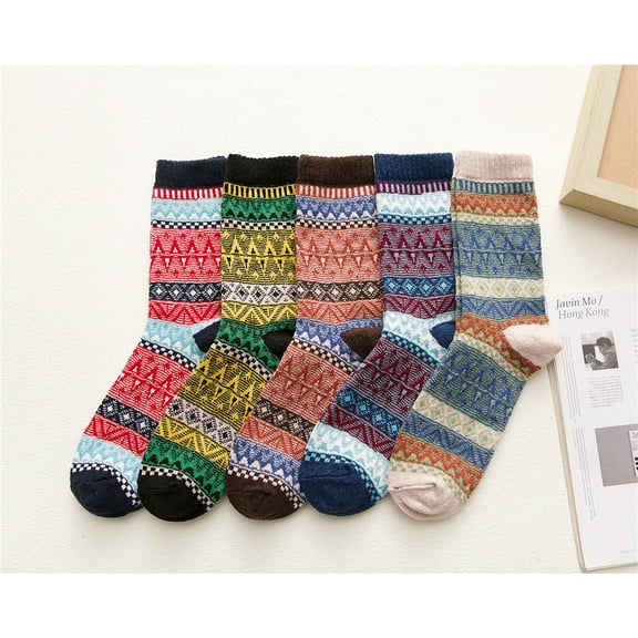 5 Pairs Men Socks Colorful Novelty Socks Super Thick Thermal Hiking Winter Warm Boot Heavy Soft Cozy Socks for Men & Women