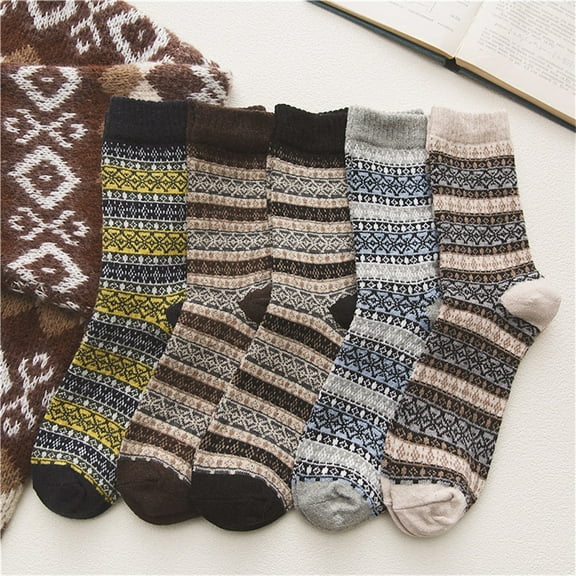 5 Pairs Men Socks Colorful Novelty Socks Super Thick Thermal Hiking Winter Warm Boot Heavy Soft Cozy Socks for Men & Women