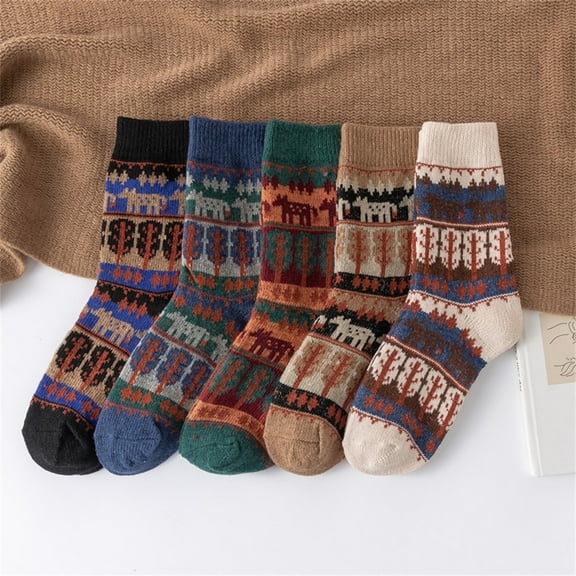 5 Pairs Men Socks Colorful Novelty Socks Super Thick Thermal Hiking Winter Warm Boot Heavy Soft Cozy Socks for Men & Women
