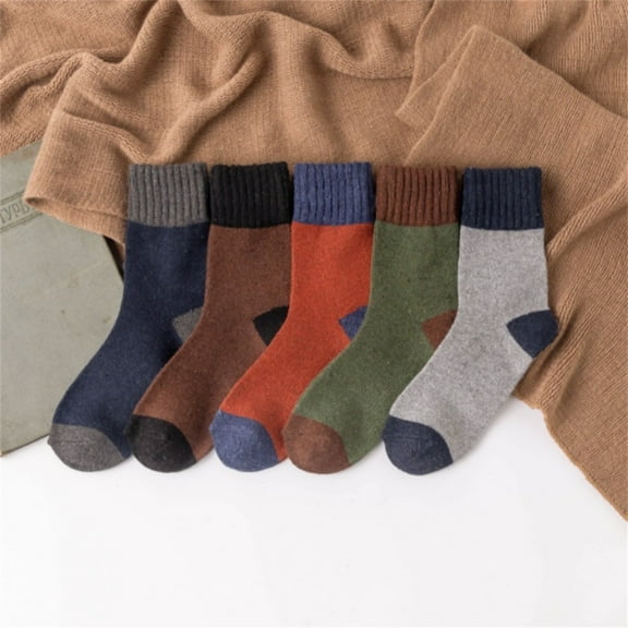 5 Pairs Men Socks Super Thick Thermal Hiking Winter Warm Boot Heavy Soft Cozy Socks Colorful Novelty Socks for Men & Women