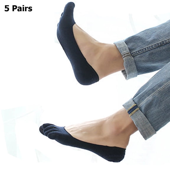 5 Pairs Men Toe Socks No-Show Low Cut Invisible Non Slip Toe Separator Socks