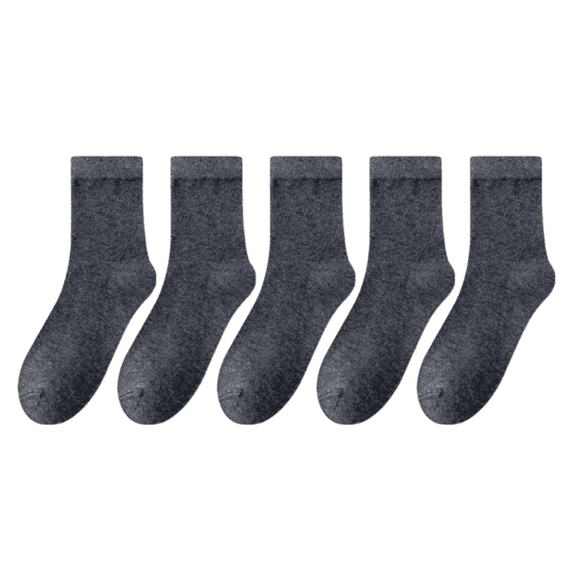 5 Pairs Men's Cotton Crew Socks, Breathable Comfort Fit for Work & Walking, Dark gray