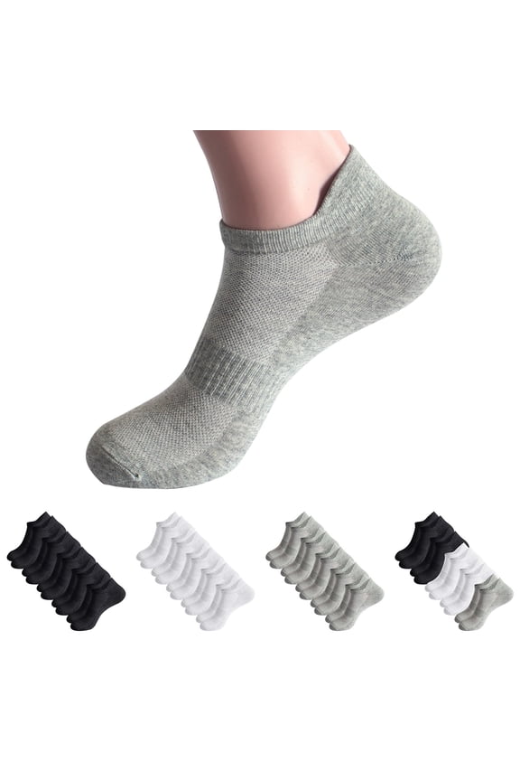 5 Pairs Men's Mesh Sports Socks Thin Breathable Solid Color Boat Socks Cotton