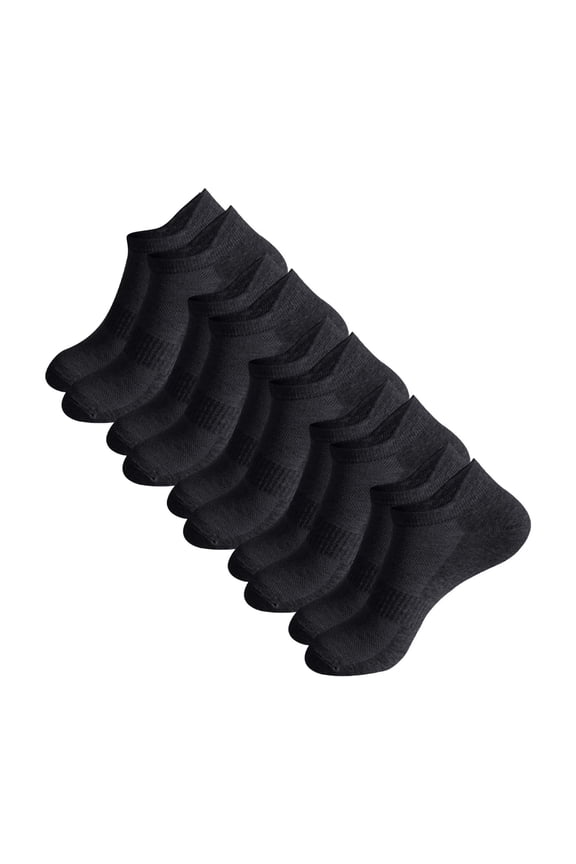 5 Pairs Men's Mesh Thin Boat Socks Breathable Cotton Short Socks Lightweight Sports Socks for Daily Summer Casual Walking Running Wear by Gbobgt Black L