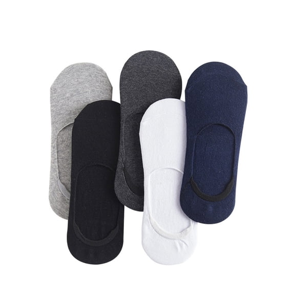 【5 Pairs Men's No-Show Socks】Low Cut Invisible Anti-Slip Socks - Breathable Cotton for Summer (Random Colors)