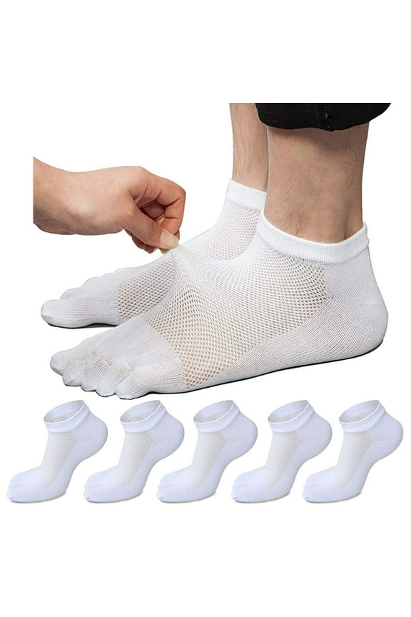 5 Pairs Men's Performance Cotton Moisture Wick Sports Hiking Workout Training Athletic Cushion Crew Socks For Men Deodorant and Sweat-Wicking Fabric Mens Socks Antibacterial Breathable Socks