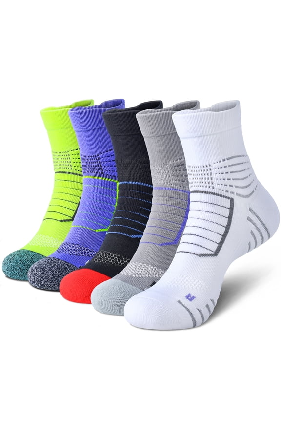 5-Pairs Men's Sports Socks | Cozy Cushioned Crew Socks for Running, Gym & Daily Wear