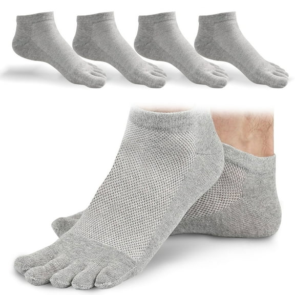 5 Pairs Men's Toe Socks Cotton Low Cut, Breathable 5 Finger Socks for Men