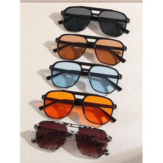 5 Pairs Men's Vintage-Style Multi-Color Sunglasses for Summer & Back to School