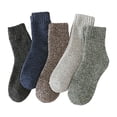 thumbnail image 1 of 5 Pairs Men's Winter Socks Thick Warm Cozy Crew Socks Solid Color Gifts Thermal Crew Socks Winter Warm Knitted Mid Calf Socks, 1 of 8