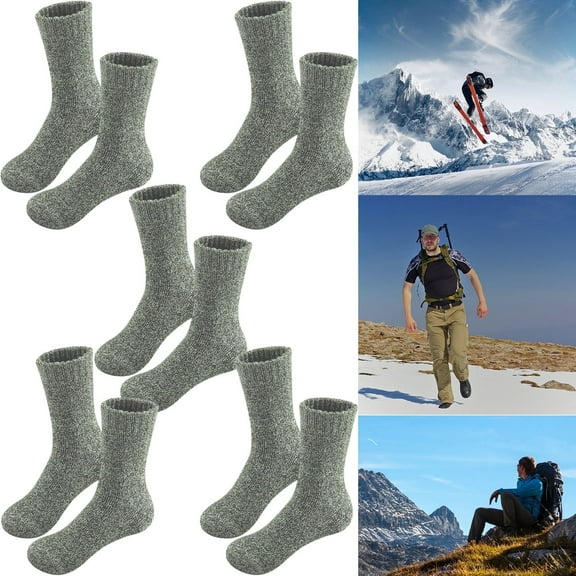 5 Pairs Men's Wool Loop Socks, Winter Warm Thick Socks, Men's Outdoor Home Casual Socks fits all sizes 8-12