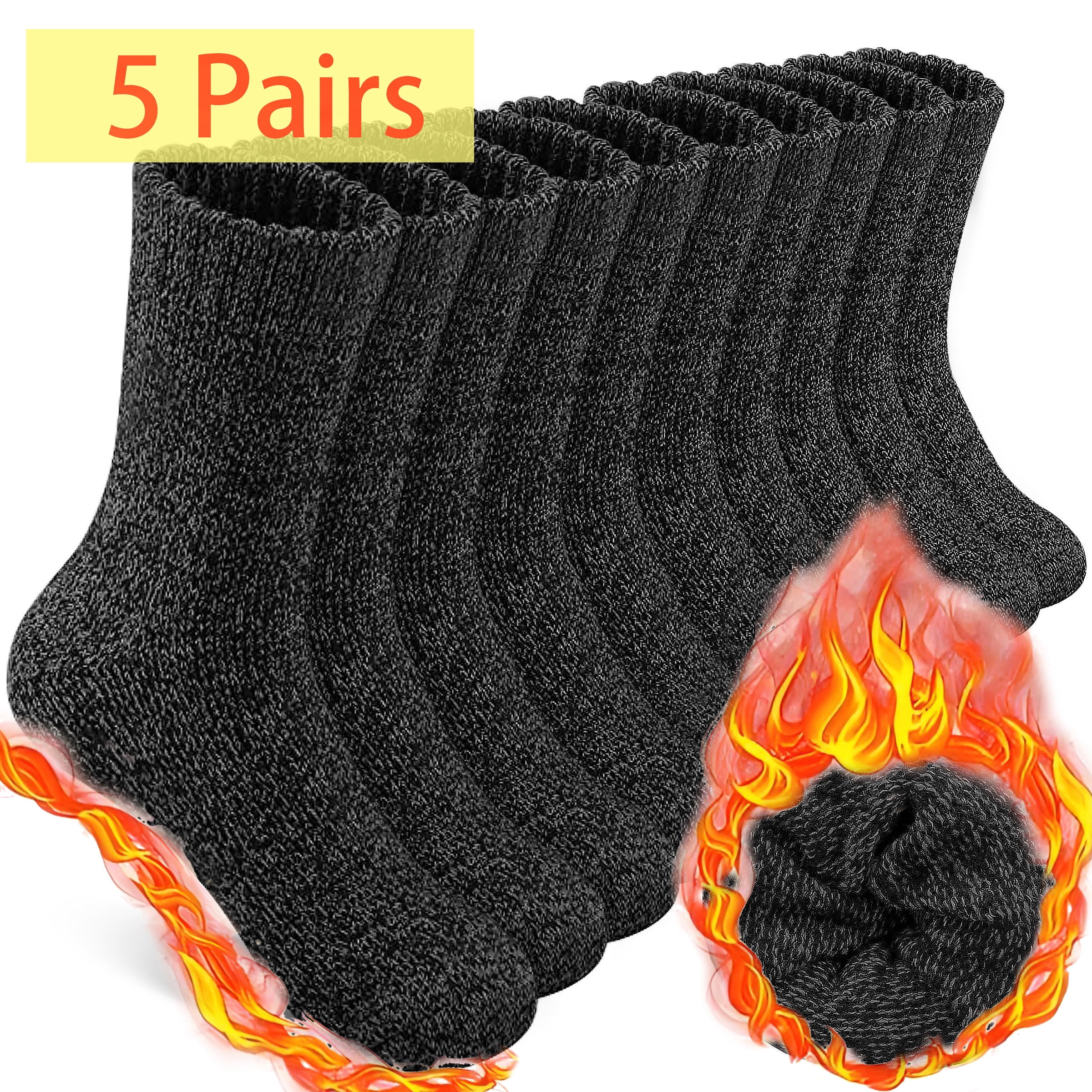 5 Pairs Men's Wool Loop Socks, Winter Warm Thick Socks, Men's Outdoor ...
