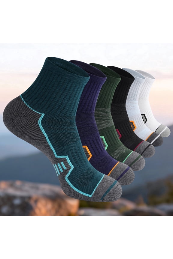 FREEYOKA 6 Pairs Mens Ankle Running Socks Moisture Wicking Sport Socks Breathable Gym Workout Hiking Walking Sock,MULCOLOR