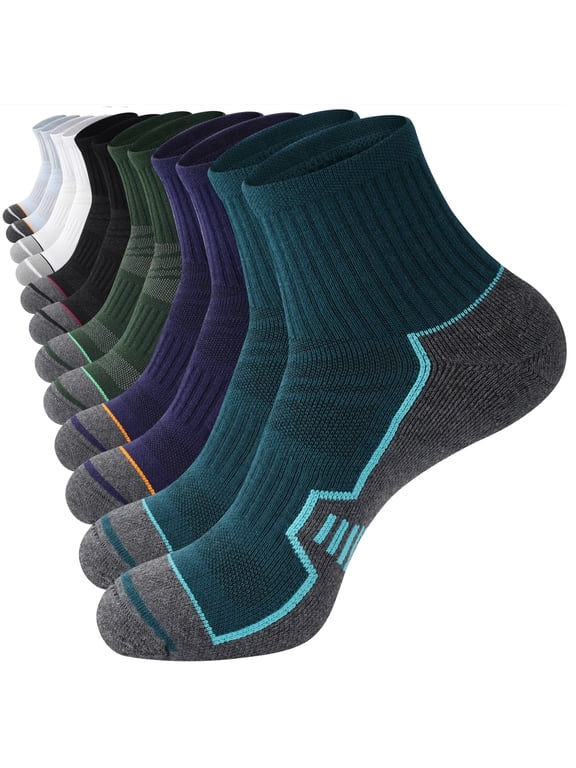 FreeYoka Mens Ankle Running Socks 6 Pairs Moisture Wicking Sport Socks Breathable Gym Workout Hiking Walking Sock,MULCOLOR