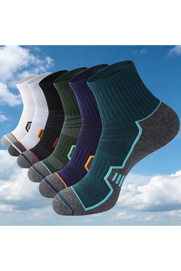 FREEYOKA 6 Pairs Mens Ankle Running Socks Moisture Wicking Sport Socks Breathable Gym Workout Hiking Walking Sock，MULCOLOR
