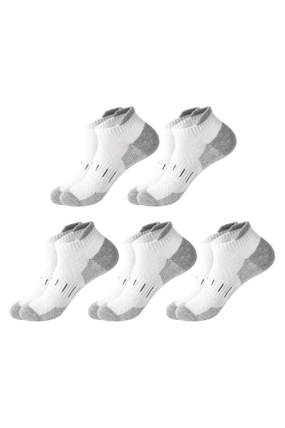 5 Pairs Mens Ankle Running Socks, VLOOCKLW Breathable Fast-Dry Running & Gym Workout Socks Low Cut Cushioned Athletic Sports Socks