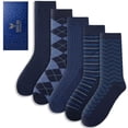 thumbnail image 1 of 5 Pairs Mens Dress Socks Classic Patterned Business Crew Cotton Socks Father Birthday Christmas Gifts ，BLUE2, 1 of 1