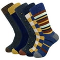 thumbnail image 1 of 5 Pairs Mens Dress Socks Plus large Size，High Quality Combed Cotton Crew Socks，Black Cool Argyle Breathable Casual Socks for men (NSKJC168-104-103-2,US(8-13.5)EUR(41-48)), 1 of 7