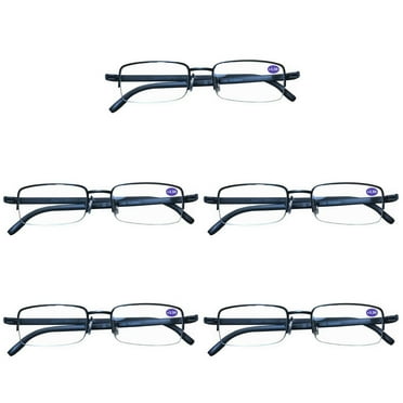 5 Pairs Mens Metal Frame Rectangle Half Frame Reading Glasses Classic Readers +0.75
